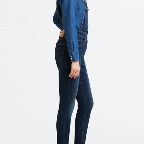 Levi's Womens WaterLess Dark Blue Skinny Denim Jumper Jeans Overalls Size 29 - Picture 16 of 16